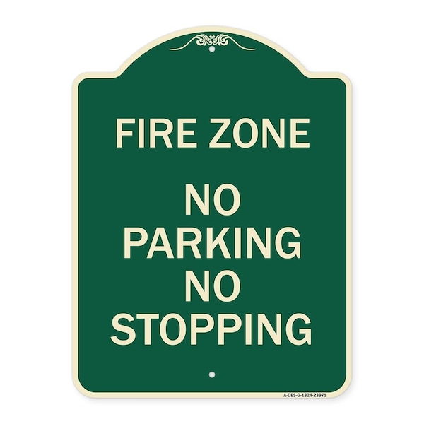 Signmission Fire Zone No Parking No Stopping Heavy-Gauge Aluminum Architectural Sign, 24" x 18", G-1824-23971 A-DES-G-1824-23971 - main